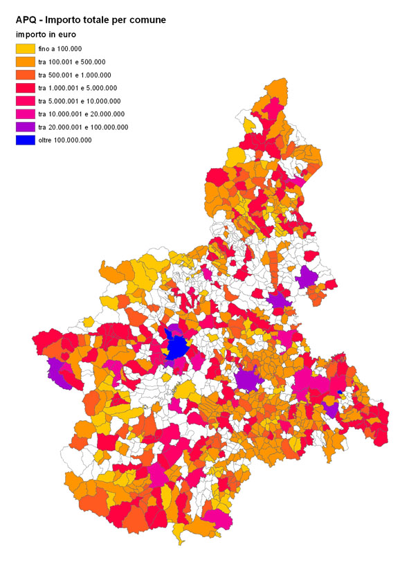 Numero interventi per comune - APQ TOTALI